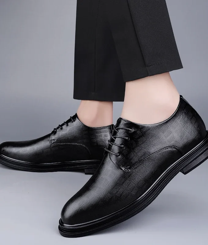Men Dress Shoes Elevator Shoes Platform Breathable Casual Business Luxury Genuine Leather Soft Heightening Shoes 7CM Taller Male