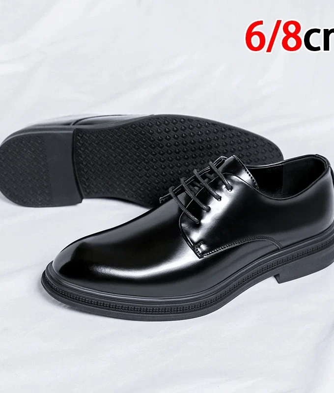 6/8cm Classic Men Derby Shoes Platform Height Increase Dress Shoes Formal Business Elevator Shoes British Wedding Suit Shoes