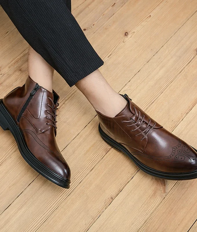 Leather Shoes Men Boots Winter Formal Leather Oxfords Boots Shoes Dress Business Boot Men Chelsea Autumn Ankle Boots for Man