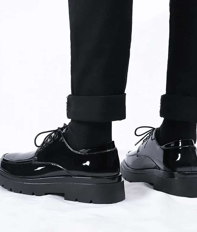 Shiny Patent Leather Men Suit Shoes Plus Size Man Casual Business Formal Shoes Thick Sole Men Office Oxfords Fashion Party Shoes