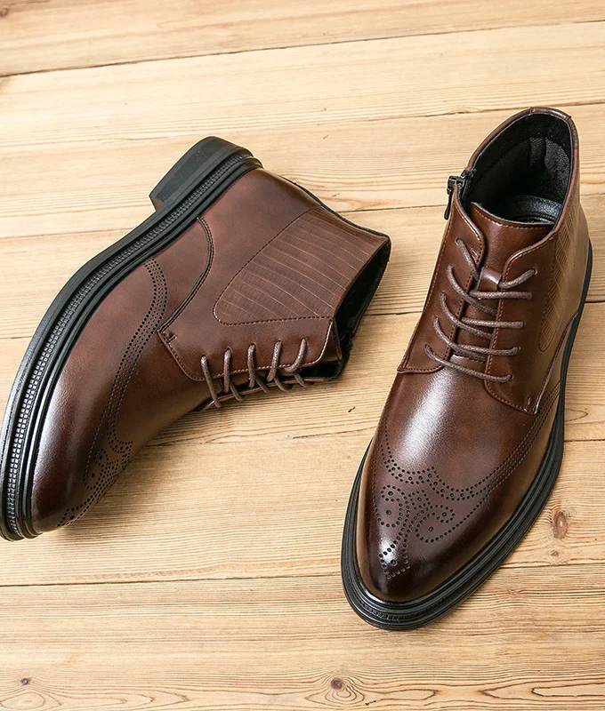 Leather Shoes Men Boots Winter Formal Leather Oxfords Boots Shoes Dress Business Boot Men Chelsea Autumn Ankle Boots for Man