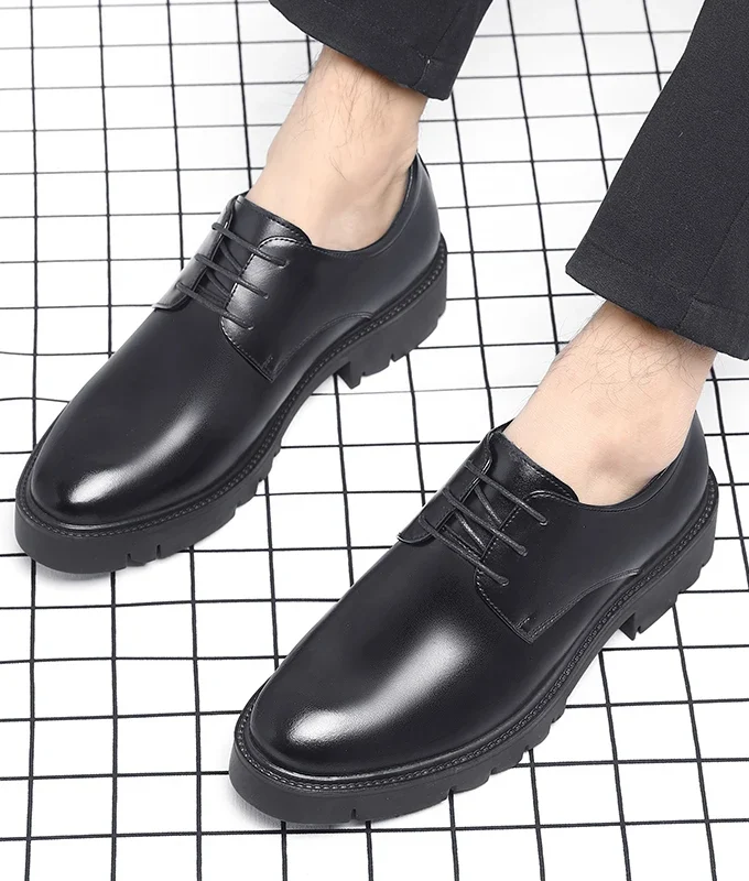 New Men Platform High Heel 4/7/9 CM Height Growth Formal Men Derby Genuine Leather Business Shoe Man Oxford Elevator Dress Shoes