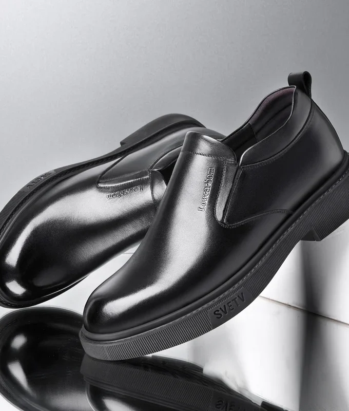 Mens Leather Shoes Height Elevator Shoes For Men Luxury Dress Shoes Slip On Business Comfortable Increase 6-8cm Wedding Shoes