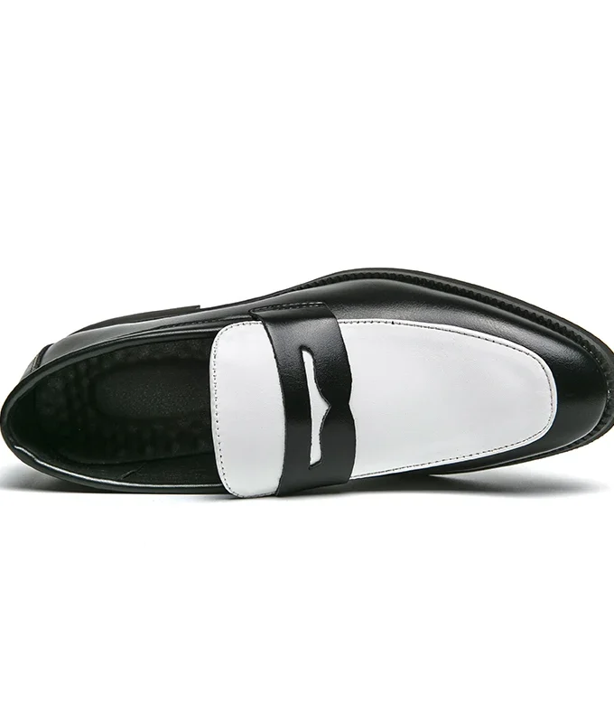 Italian Luxury Brand Loafers Men's Black and White Color Leather Shoes Slip-on Fashion Soft-soled Casual Shoes Wedding Moccasin
