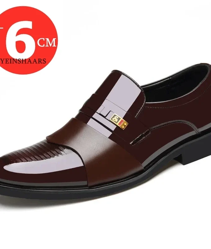 Men Flat / 6CM Heightening Elevator Shoes Business Formal Oxfords Leather Shoes Man British Casual Banquet Wedding Suit Shoes