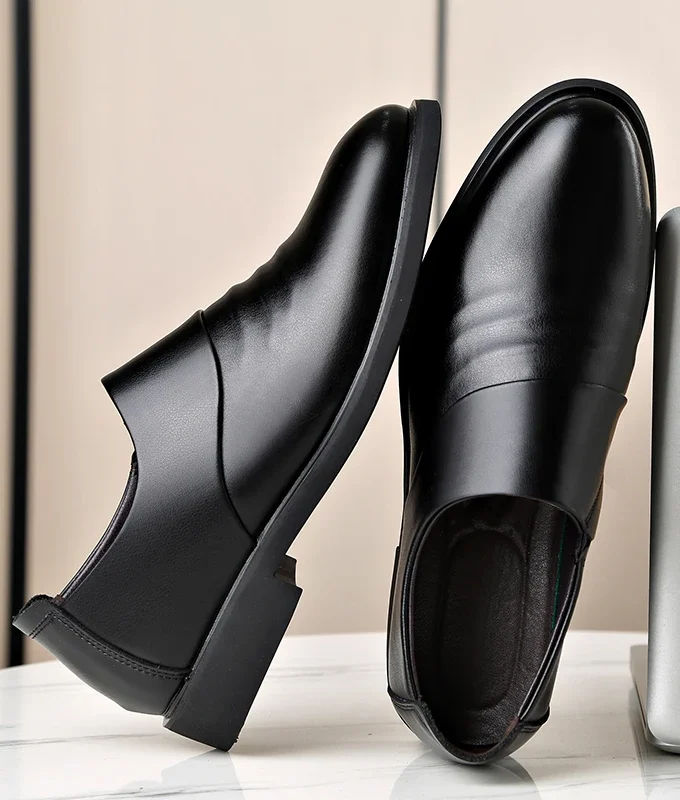 New Genuine Leather Men's Flat / 6CM Heightening Elevator Shoes Business Formal Leather Shoes Man British Casual Wedding Shoes