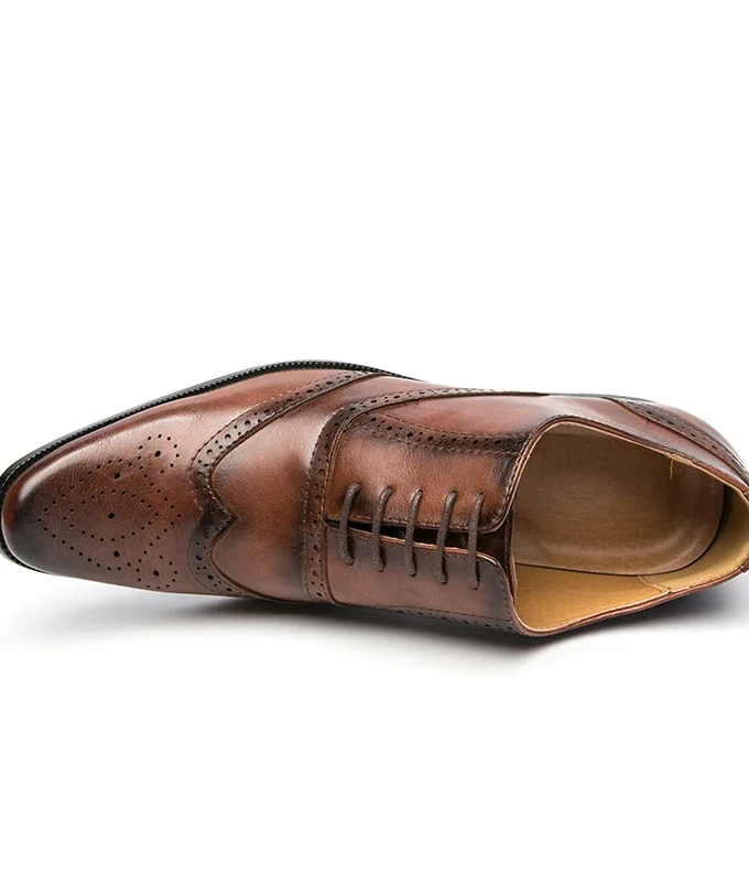 Oxfords Men Shoes Leather Shoes Fashion Business Casual Party Banquet Daily Retro Pointed Toe Carved Lace-up Brogues Dress Shoes