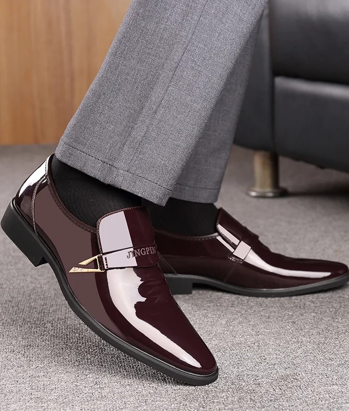 Man 6/8cm Newest Formal Derby Shoes Patent Leather Height Increase Men Dress Shoes Wedding Business Elevator Shoes Bright Upper